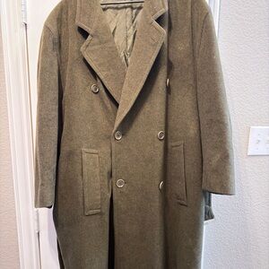 Hugo Boss Olive Wool Double-Breasted Pea Coat